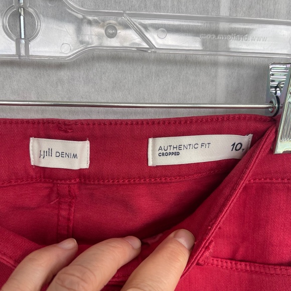 NWT J.Jill Denim Red (Light Vermilion) Cropped Ankle Jeans sz 10 tall - Picture 7 of 10
